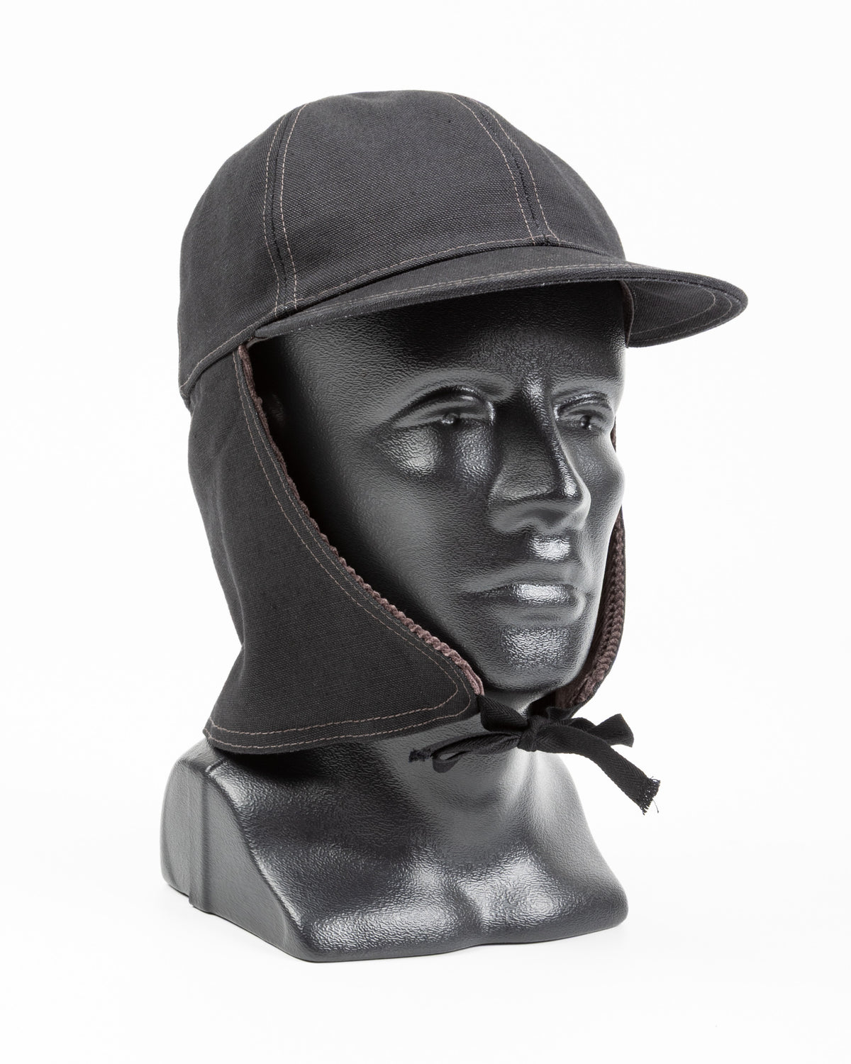 The Real McCoy's Buco Cotton Canvas Windproof Riding Cap - Black - Standard & Strange