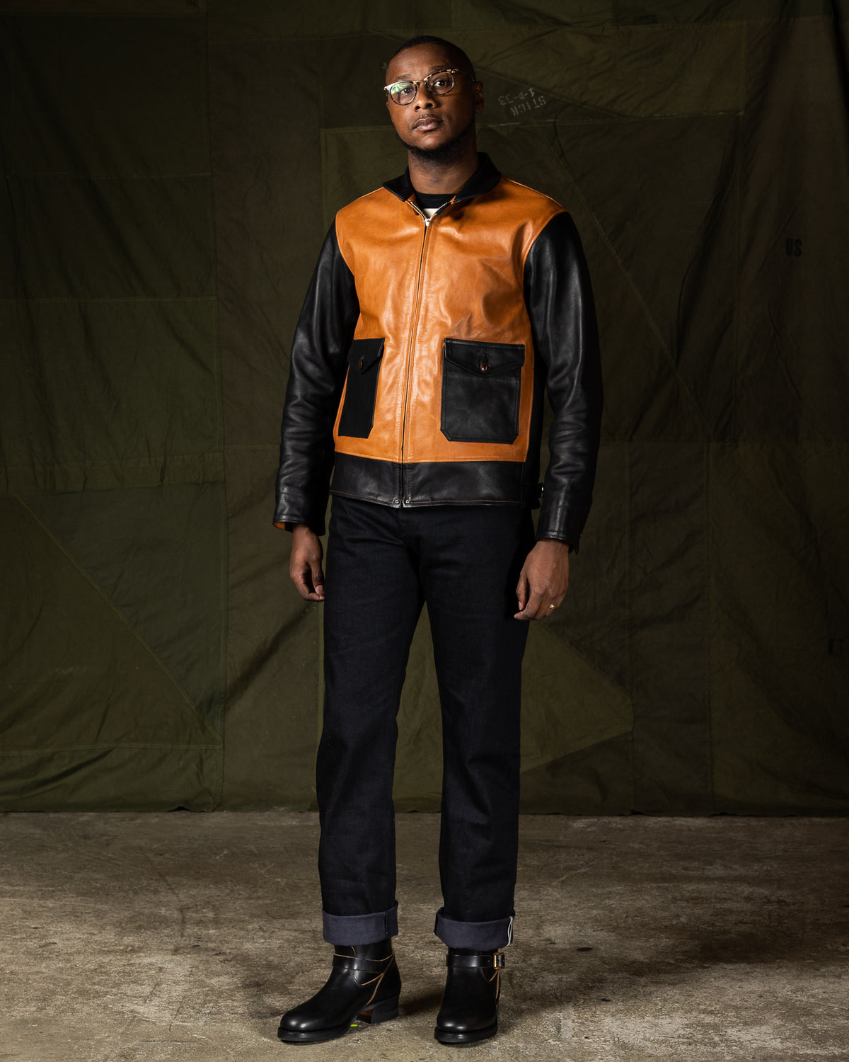 Attractions Horsehide A-1 Zip Jacket - Black / Brown - Standard & Strange