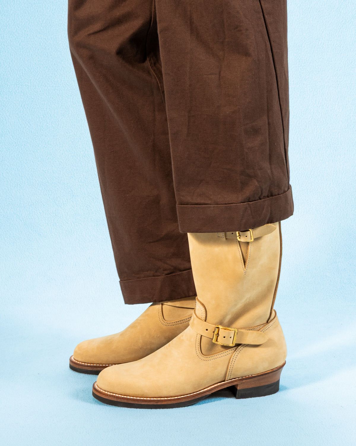 Attractions Suede Engineer Boot - Sand Beige Nubuck - Standard & Strange