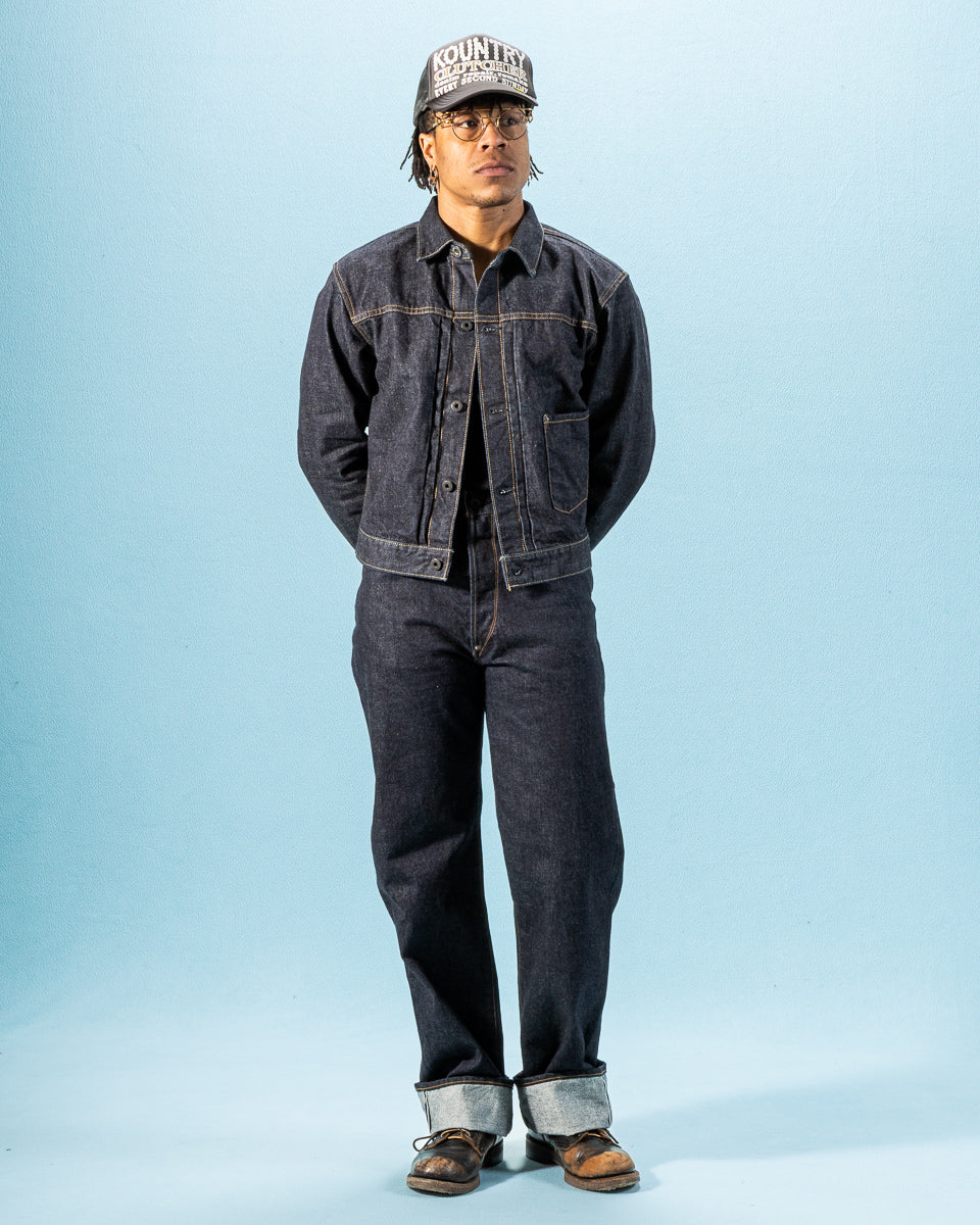 Black Sign 14oz Indigo Denim Pleats Jacket - Standard & Strange