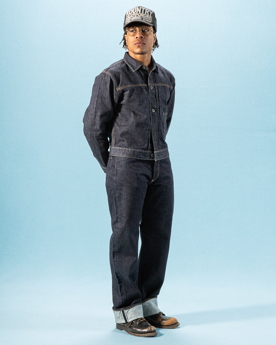 Black Sign 14oz Indigo Denim Pleats Jacket - Standard & Strange