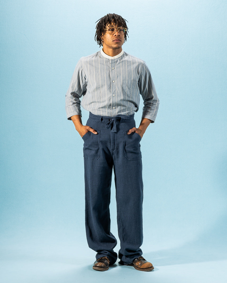 Black Sign Rasp Dobby Utility Trousers - Blue Moon - Standard & Strange