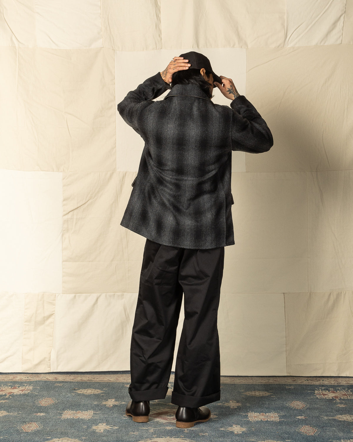 Black Sign 1940s 2-Way Field Jacket - Rat Gray Ombre Check - Standard & Strange