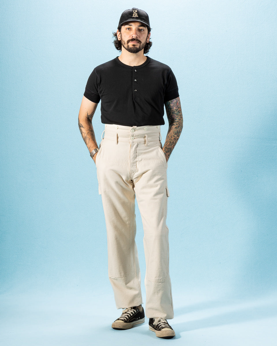 Black Sign Military Back Satin Combat Trousers - Sand White - Standard & Strange