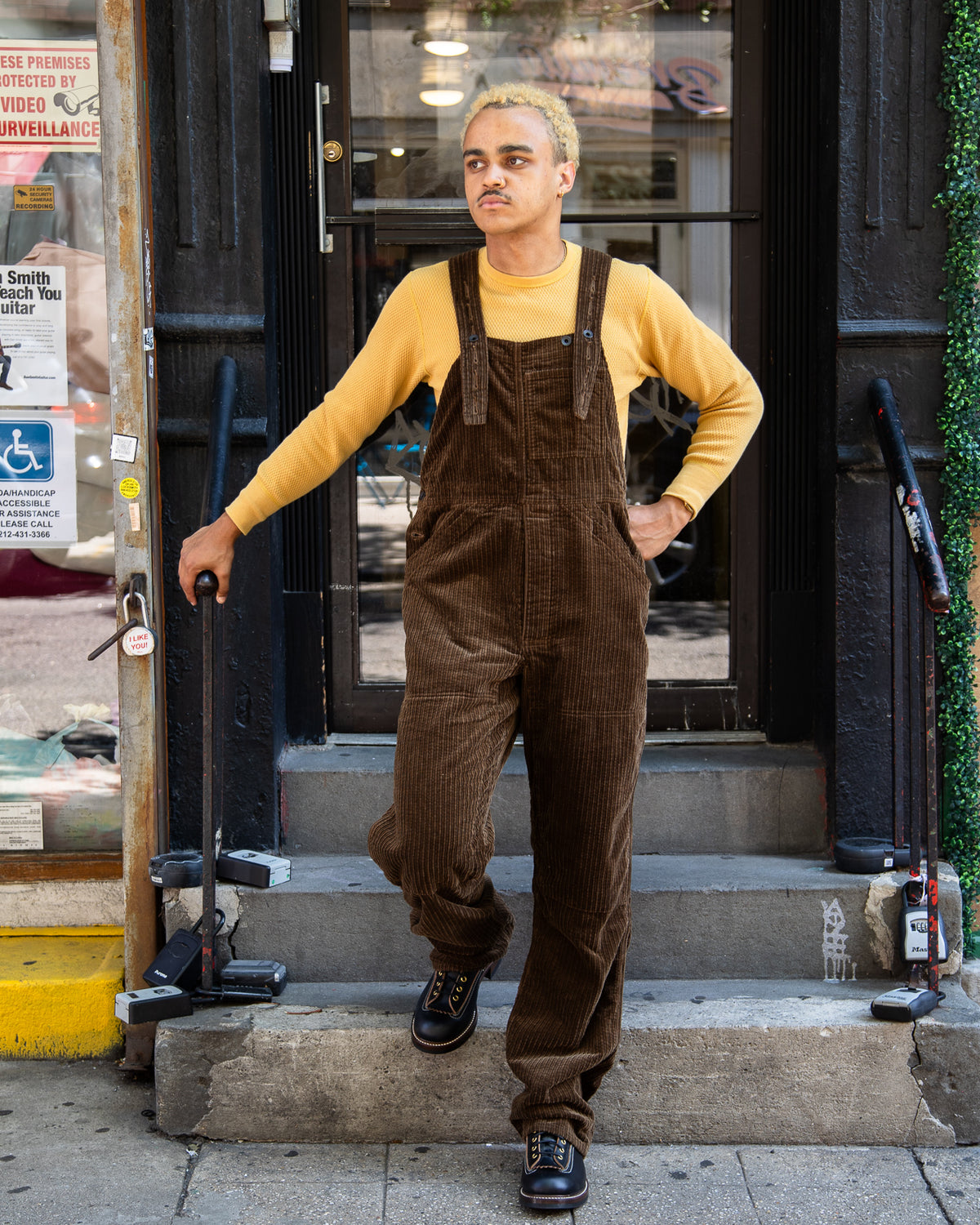 Black Sign Random Cord Delta Apron Over-Alls - Fade Brown - Standard & Strange
