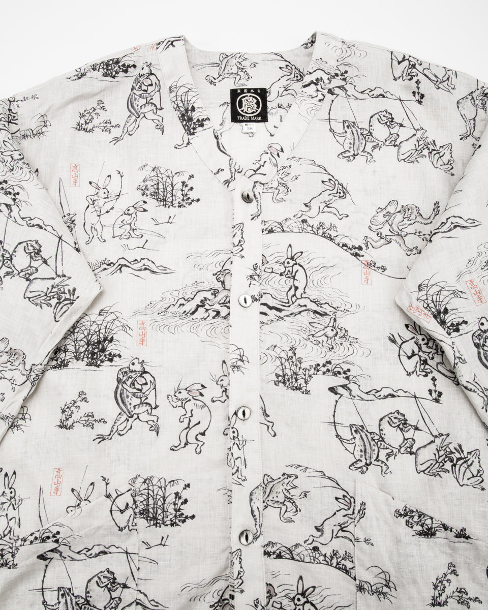 Black Sign “Playing Animal” Full Open Surgeon Shirt - Ivory - Standard & Strange