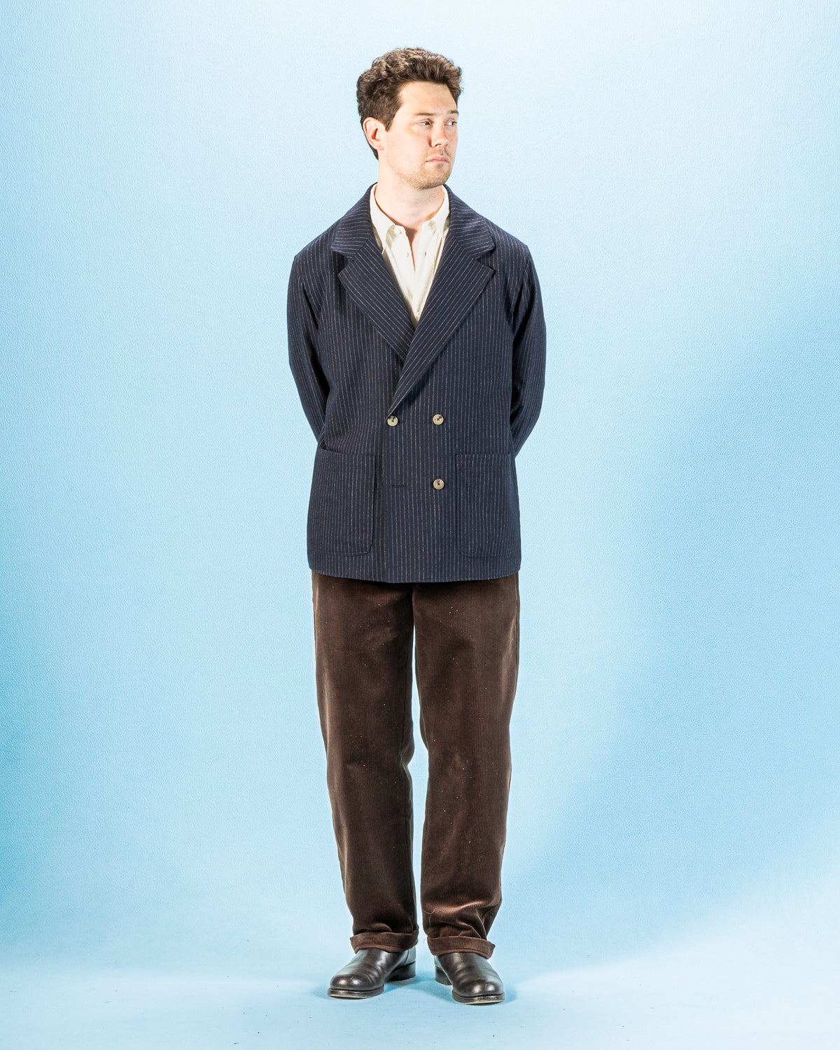 De Bonne Facture Double Breasted Jacket - Navy Pinstripe - Standard & Strange