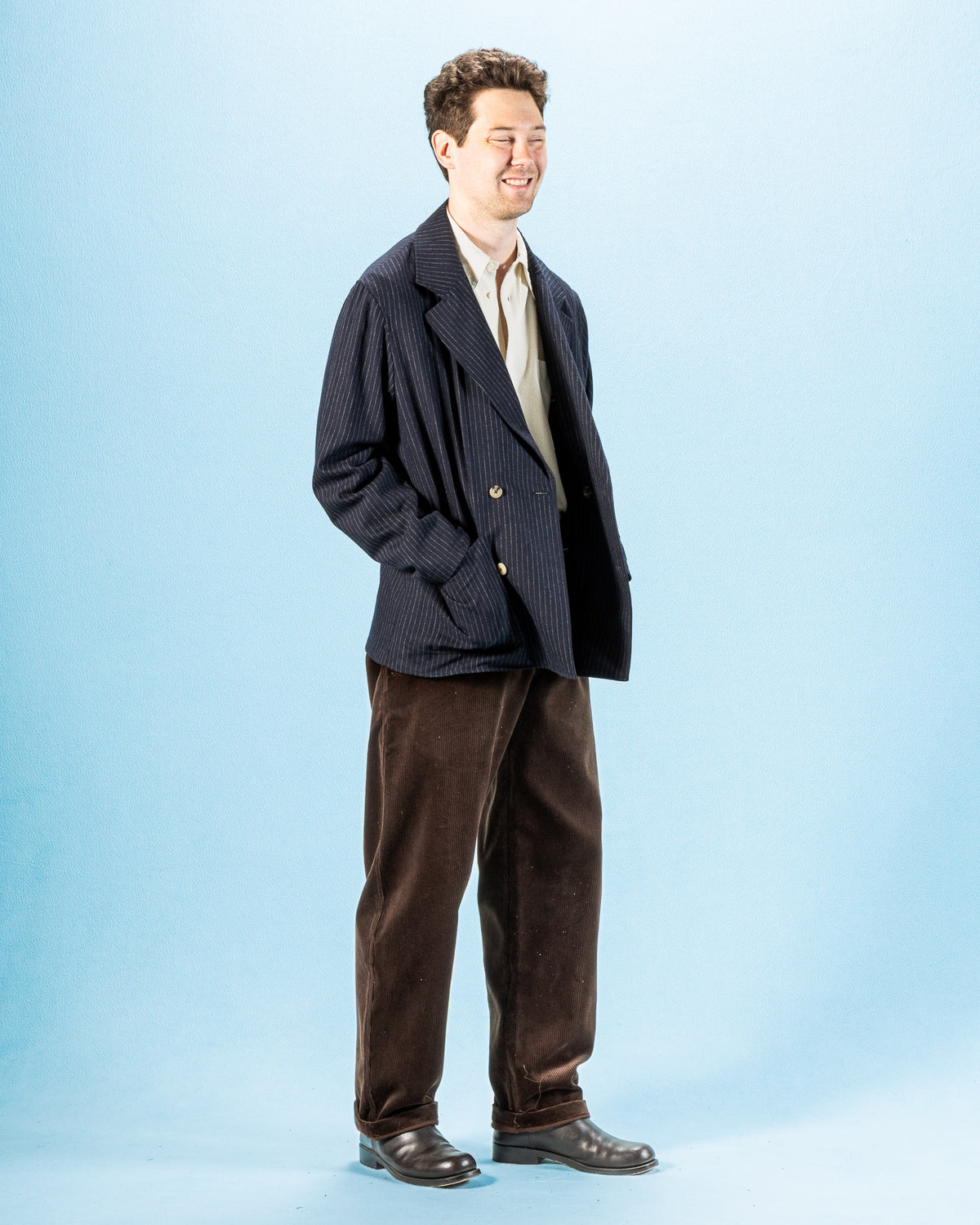 De Bonne Facture Double Breasted Jacket - Navy Pinstripe - Standard & Strange