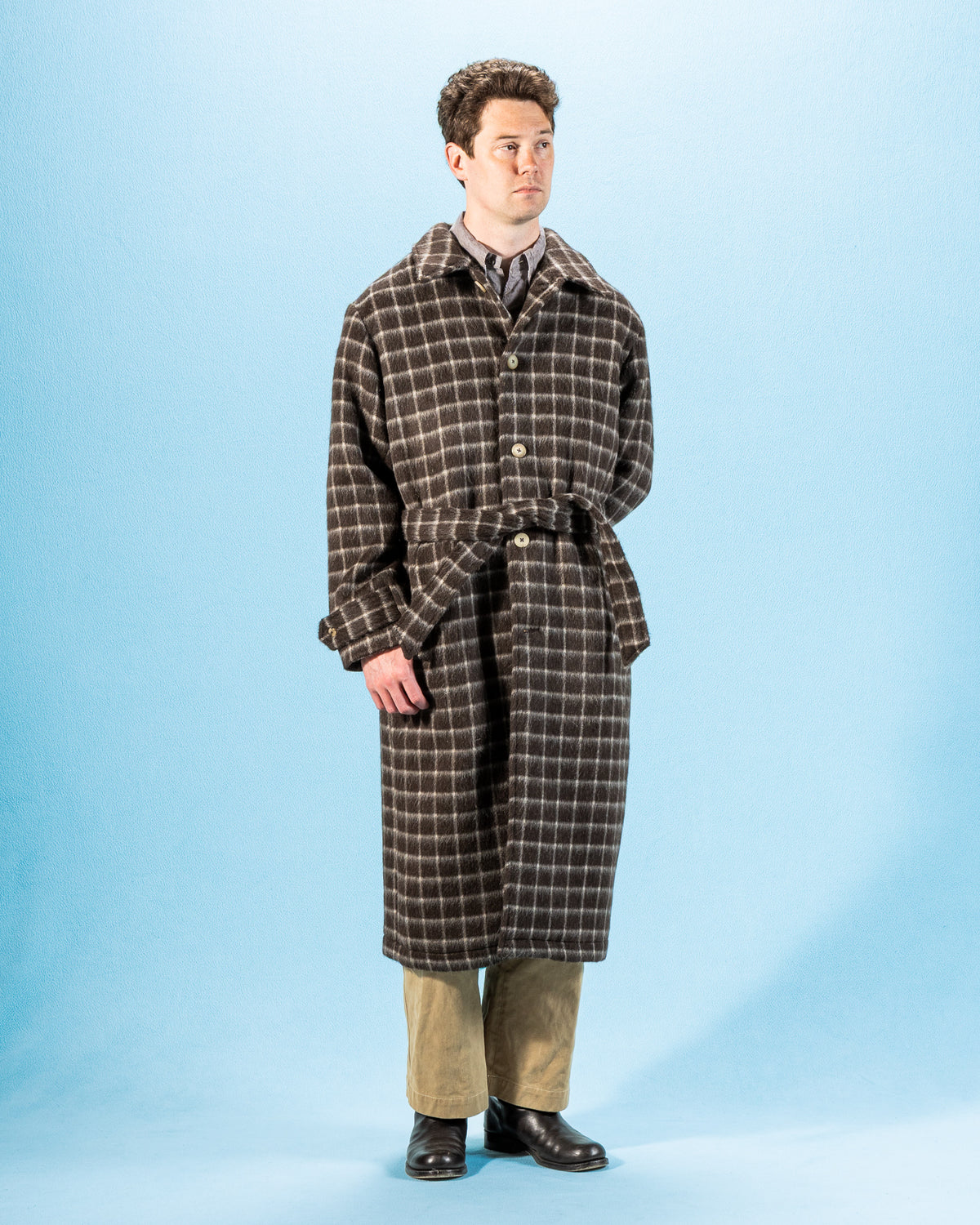 De Bonne Facture Overcoat - Brown Windowpane Check - Standard & Strange