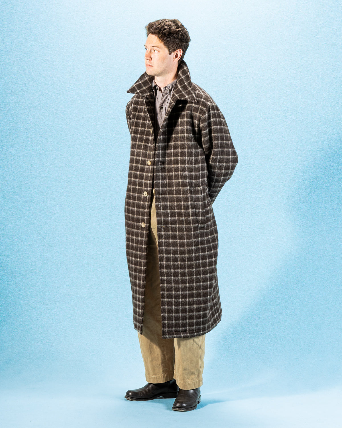 De Bonne Facture Overcoat - Brown Windowpane Check - Standard & Strange