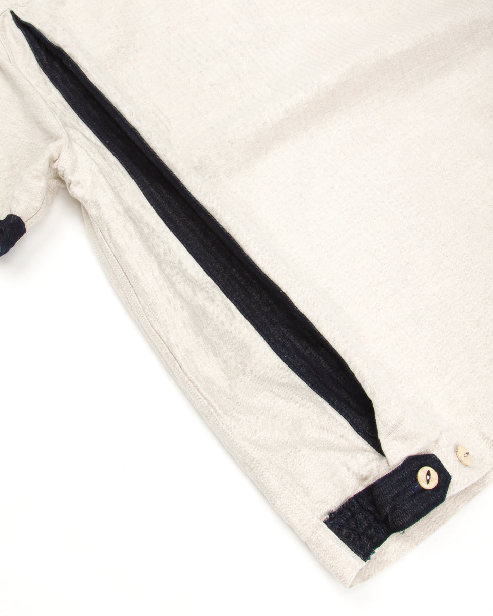 Freenote Yorba Zip S/S Shirt- White Herringbone - Standard & Strange