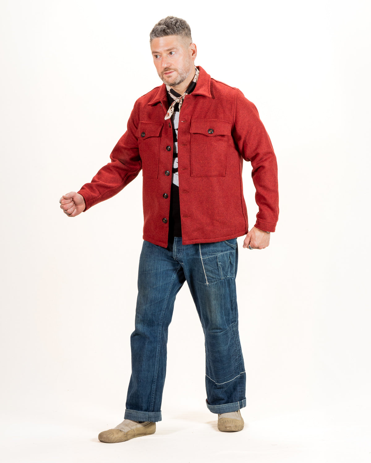 Freenote Midway Wool CPO Shirt - Red - Standard & Strange