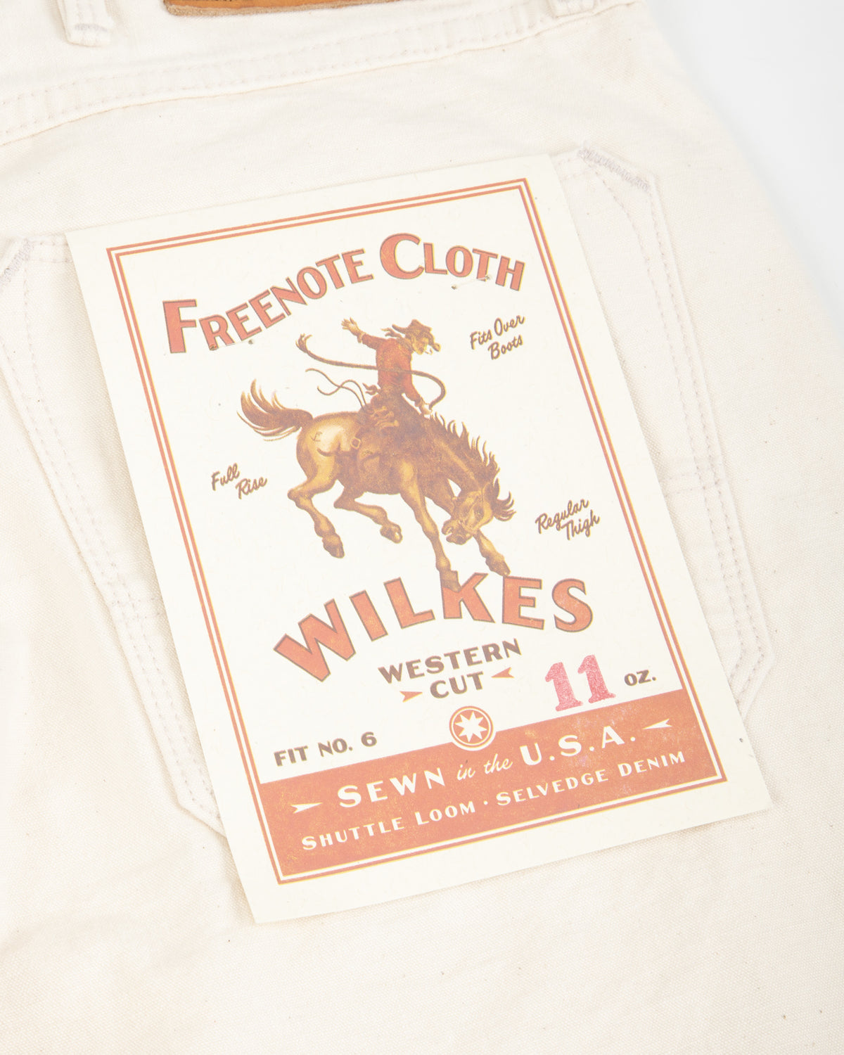 Freenote Wilkes Western Cut - 11oz Natural Rinsed Canvas - Standard & Strange