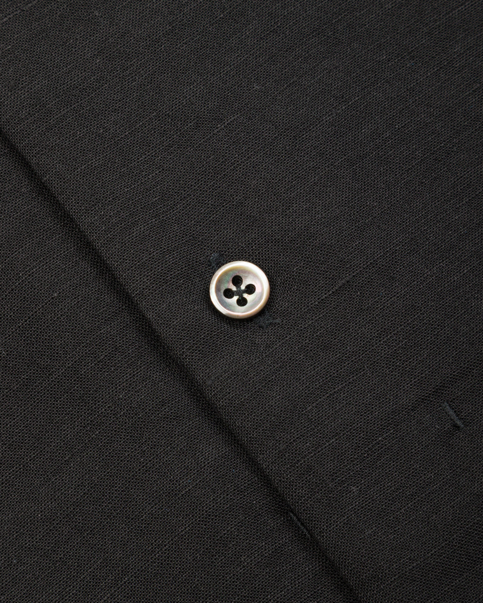 Gorsch Bamboo Linen Open Collar Short Sleeve Shirt - Black - Standard & Strange