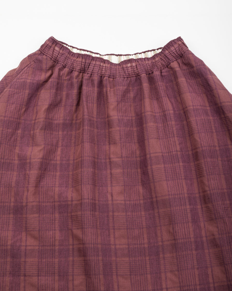 Gorsch Cotton Linen Check Skirt - Brown - Standard & Strange