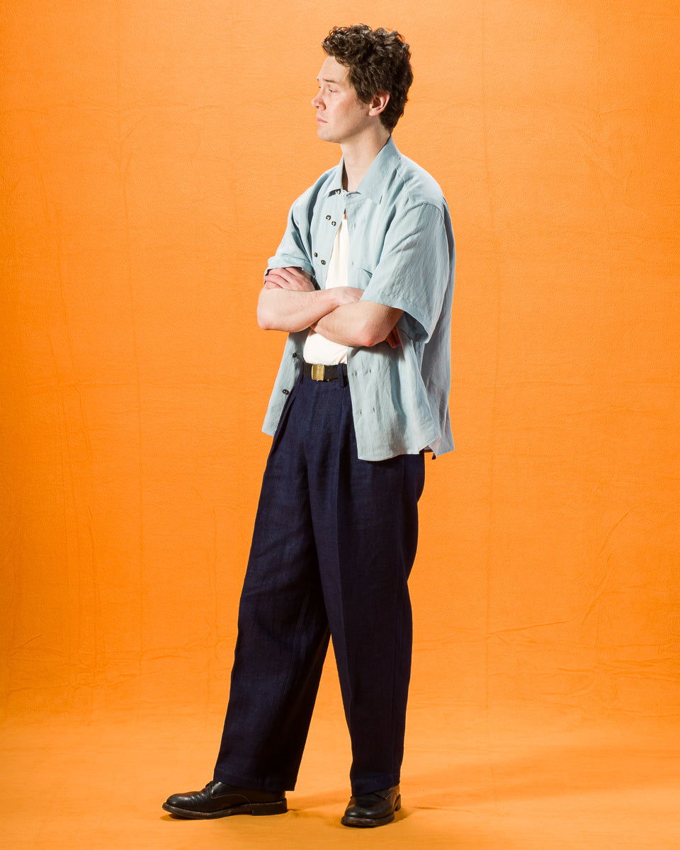 Gorsch Thick Linen 2 Tuck Trousers - Ryukyu Indigo - Standard & Strange