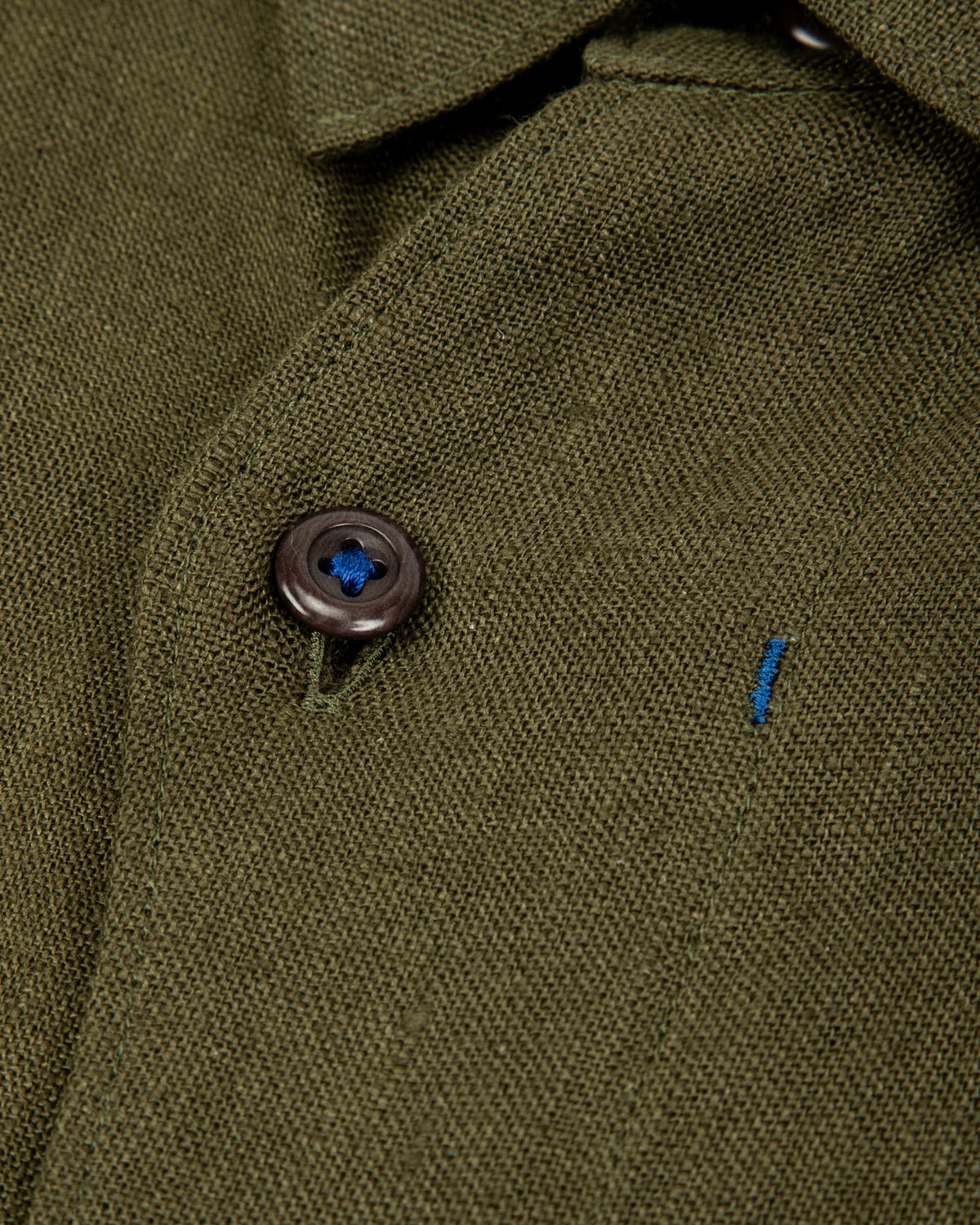 Gorsch Wide Silhouette Collar Shirt - Khaki Green French Linen - Standard & Strange