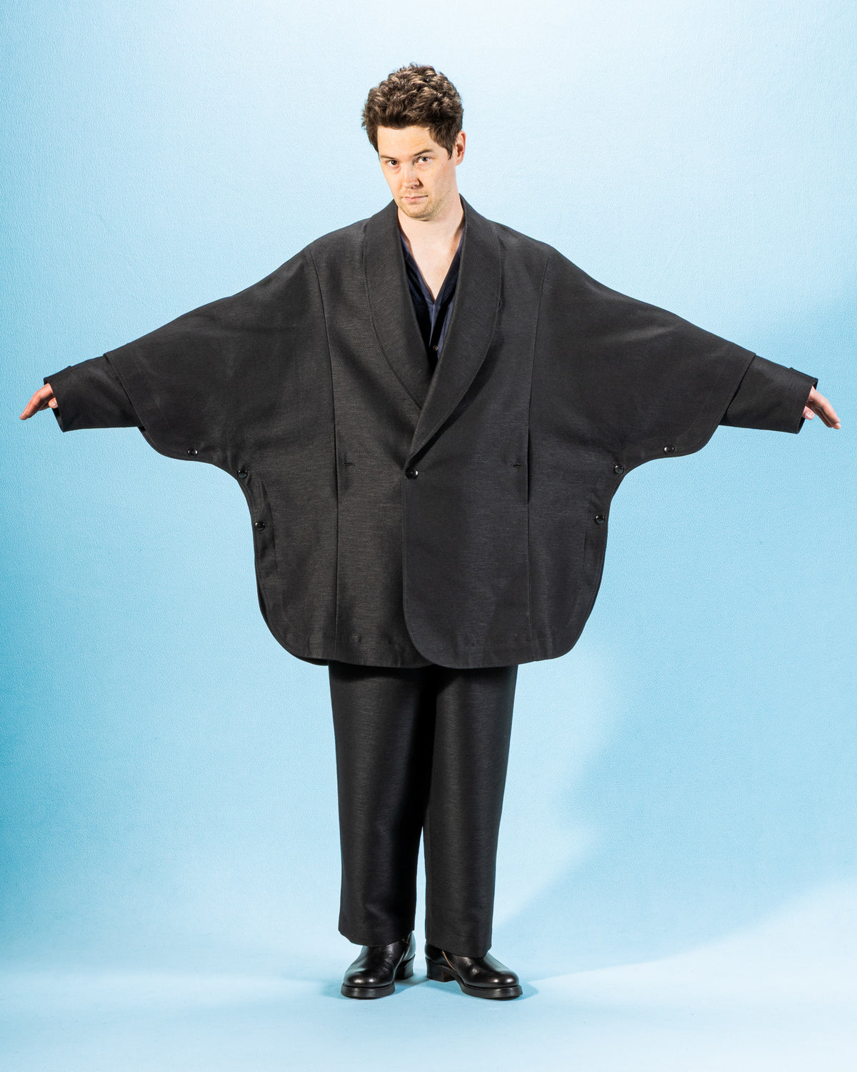 Gorsch Wool Hemp Cape Coat - Black - Standard & Strange