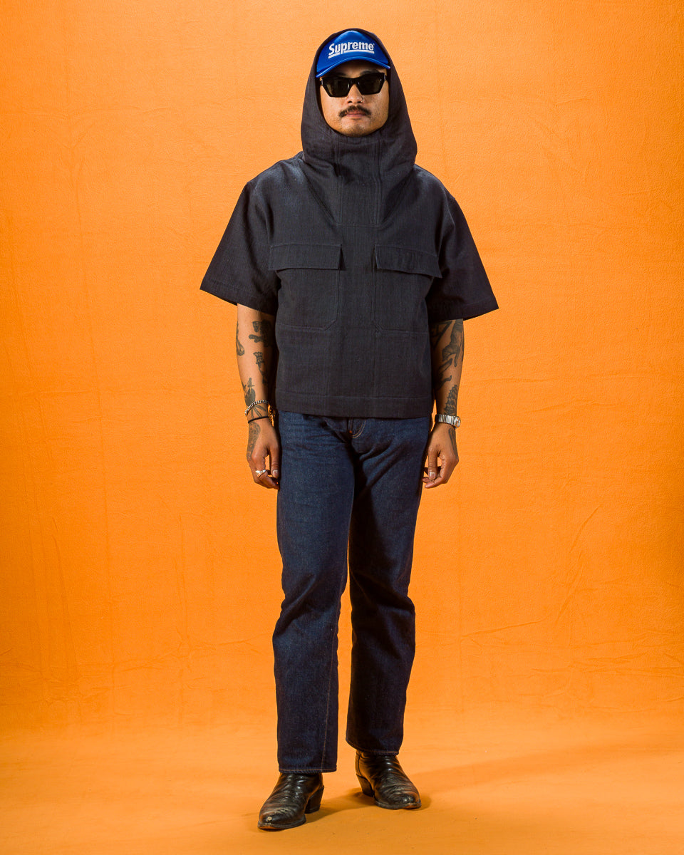 Indi + Ash Short Sleeve Hooded Smock - Iron/Indigo - Standard & Strange