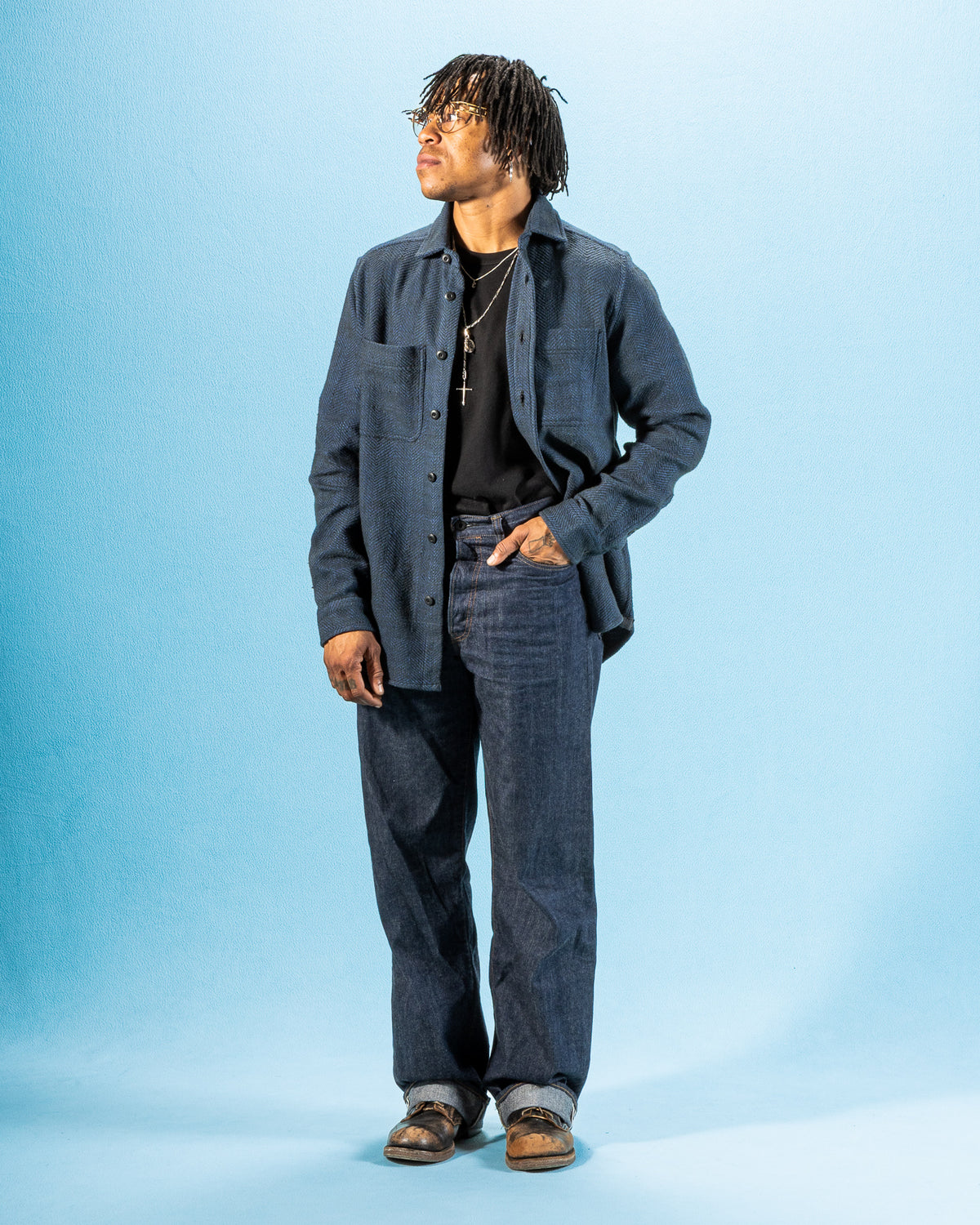 Indi + Ash Ames Workshirt - Handspun Iron/Indigo HB - Standard & Strange