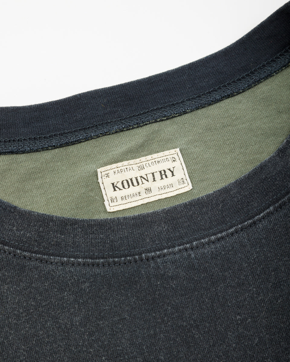 Kapital Jersey 2TONES BIG Pocket T (BONE) - Black x Khaki - Standard & Strange