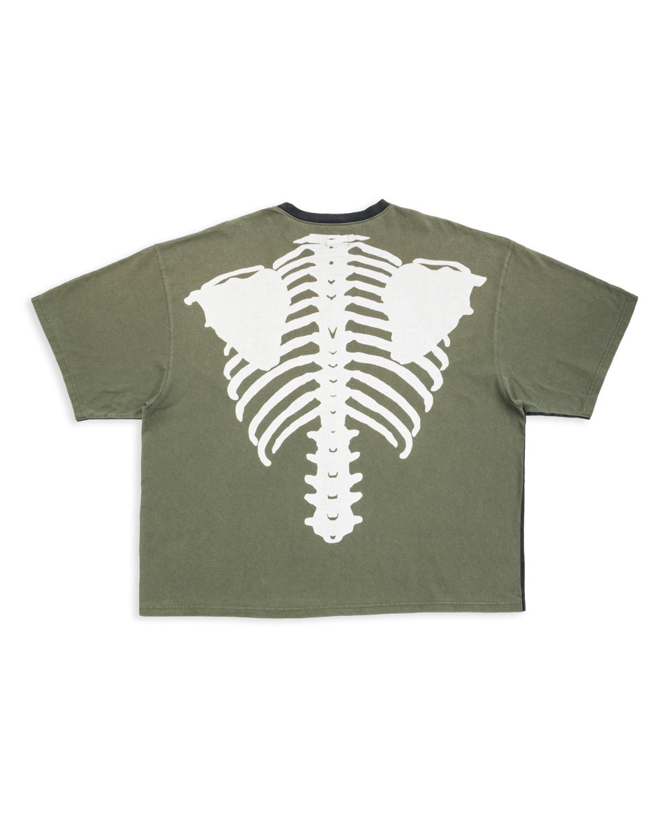 Kapital Jersey 2TONES BIG Pocket T (BONE) - Black x Khaki - Standard & Strange