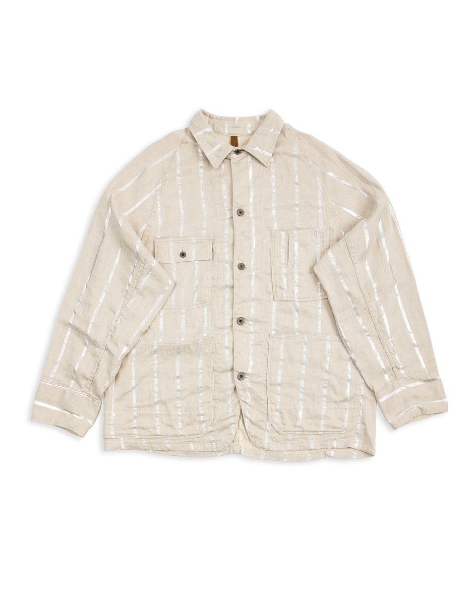 Kapital Linen Glitter PHILLIES Stripe CACTUS Coverall - Ecru - Standard & Strange