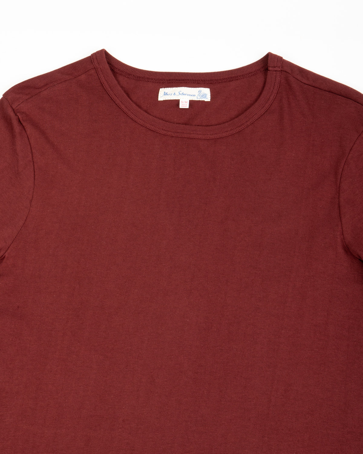 Merz b. Schwanen 1950s Lightweight Loopwheeled Tee - Burgundy - Standard & Strange