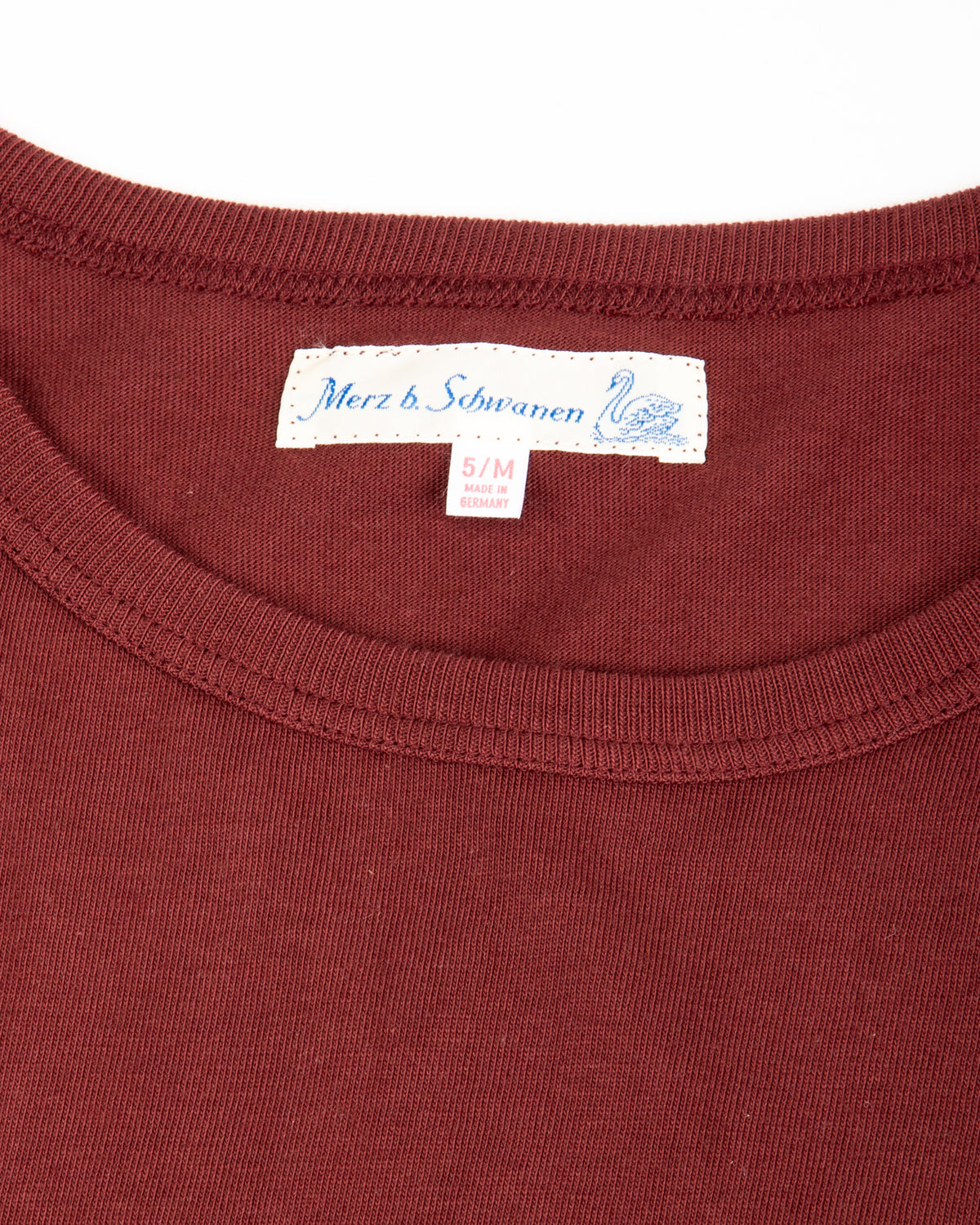 Merz b. Schwanen 1950s Lightweight Loopwheeled Tee - Burgundy - Standard & Strange