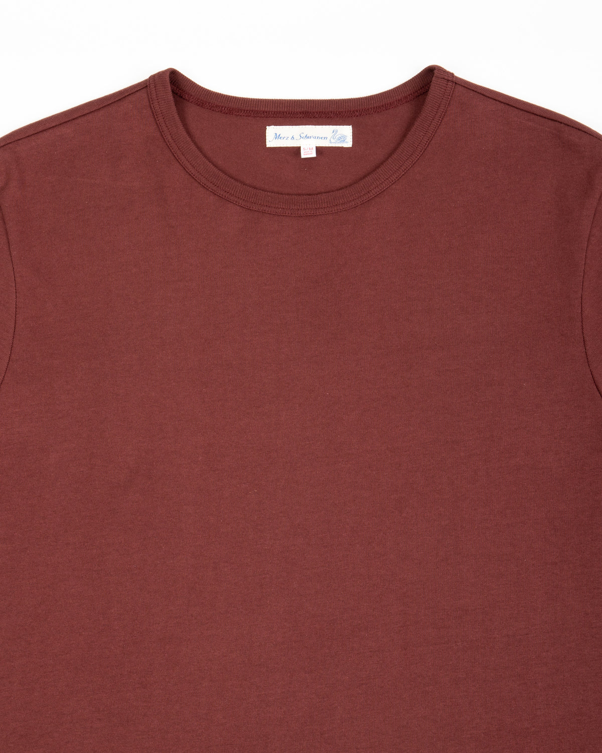 Merz b. Schwanen 2M15C Cropped Vintage Machine Jersey T-Shirt - Burgundy - Standard & Strange