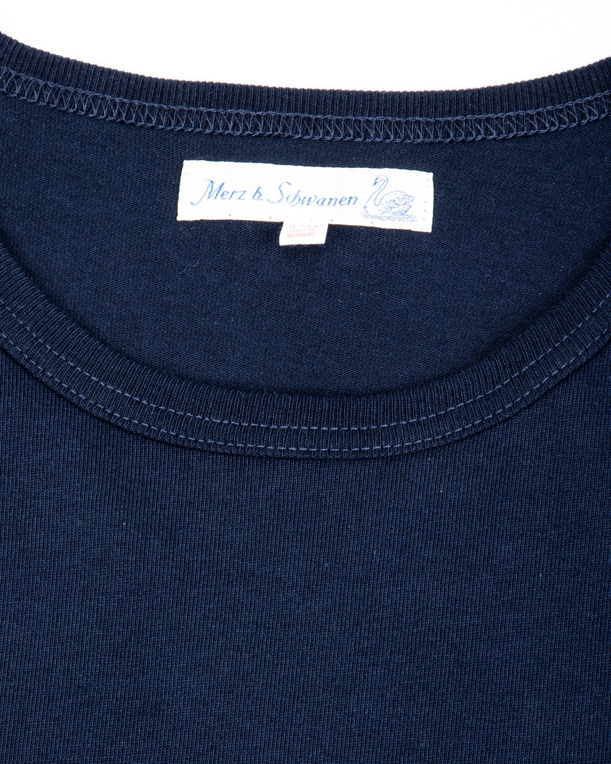 Merz b. Schwanen 2M15C Cropped Vintage Machine Jersey T-Shirt - Ink Blue - Standard & Strange