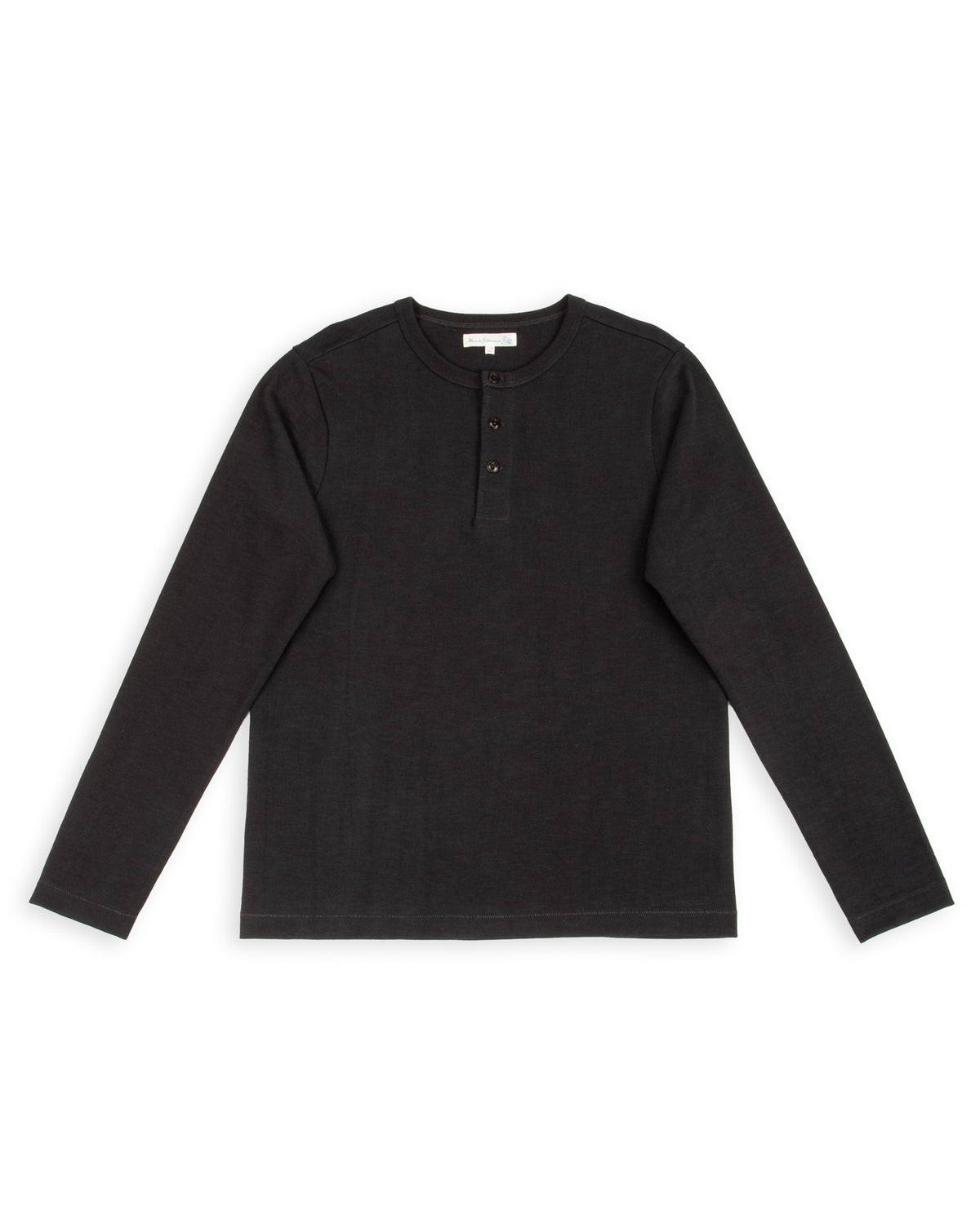 Merz b. Schwanen 2S08 Loopwheeled Relaxed Fit Heavyweight L/S Henley - Charcoal - Standard & Strange