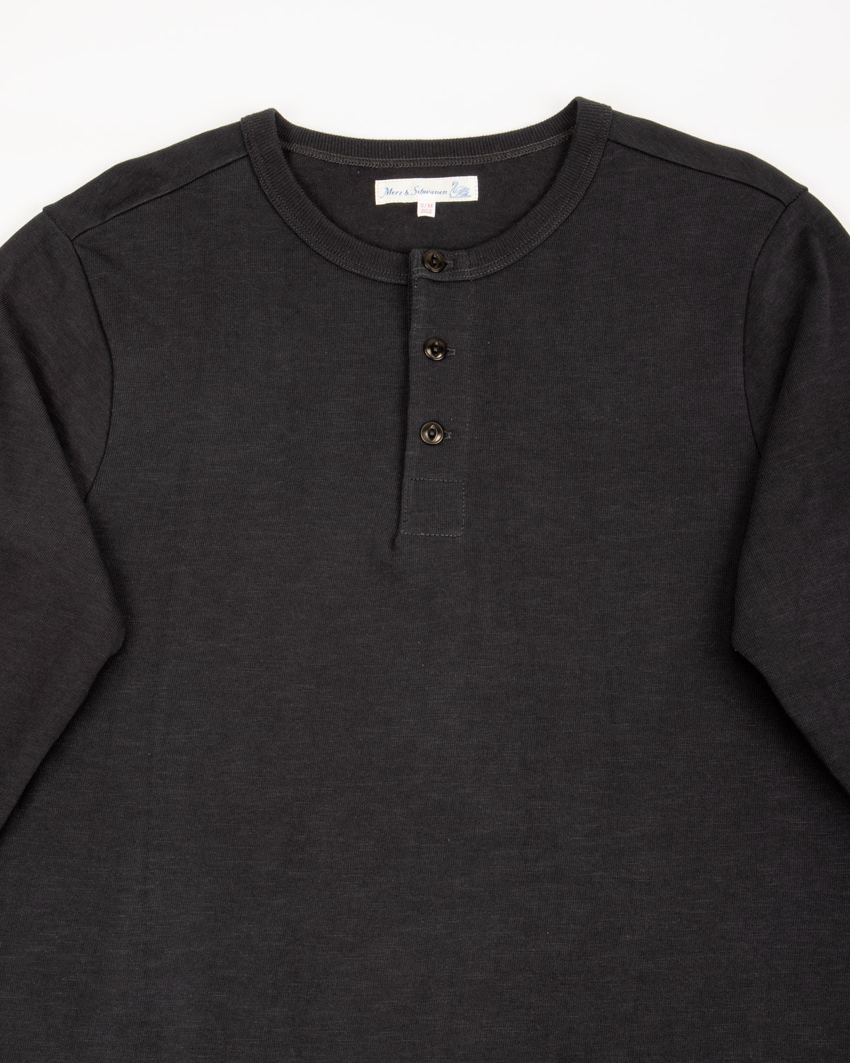 Merz b. Schwanen 2S08 Loopwheeled Relaxed Fit Heavyweight L/S Henley - Charcoal - Standard & Strange