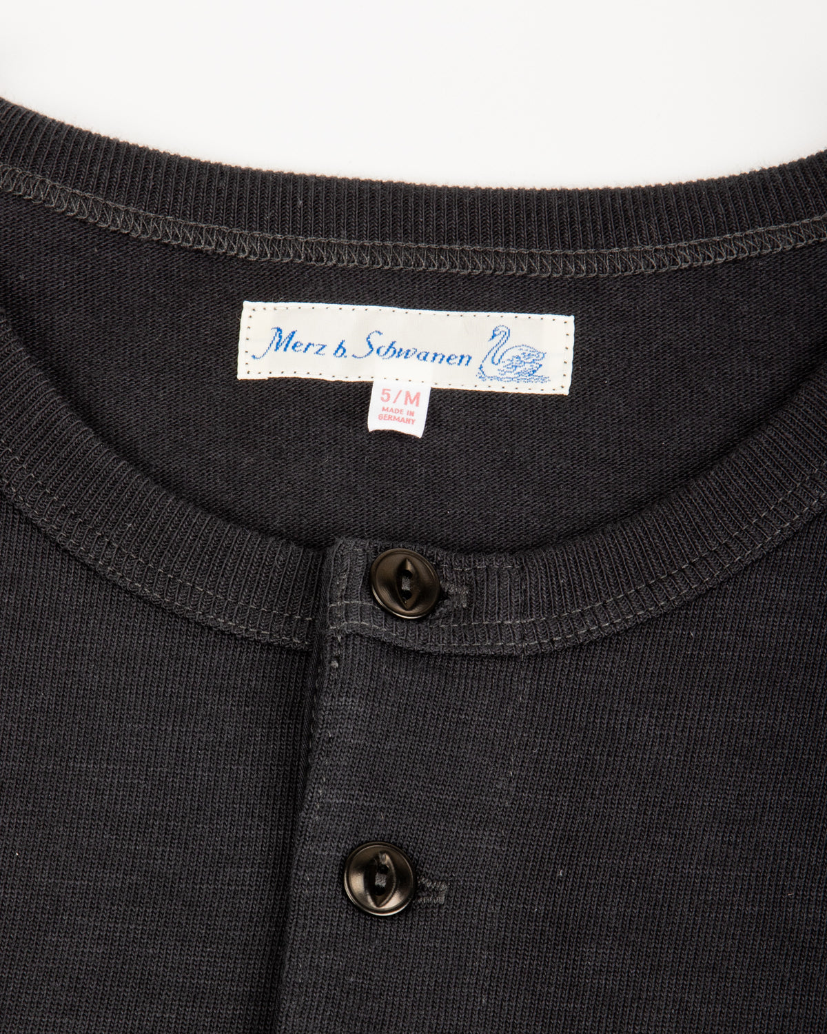 Merz b. Schwanen 2S08 Loopwheeled Relaxed Fit Heavyweight L/S Henley - Charcoal - Standard & Strange