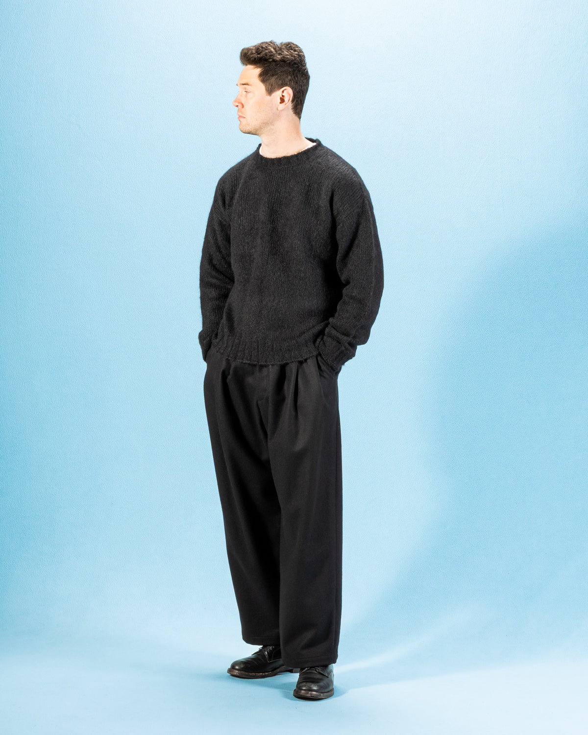 Monitaly Shaggy Alpaguan Crewneck - Black - Standard & Strange
