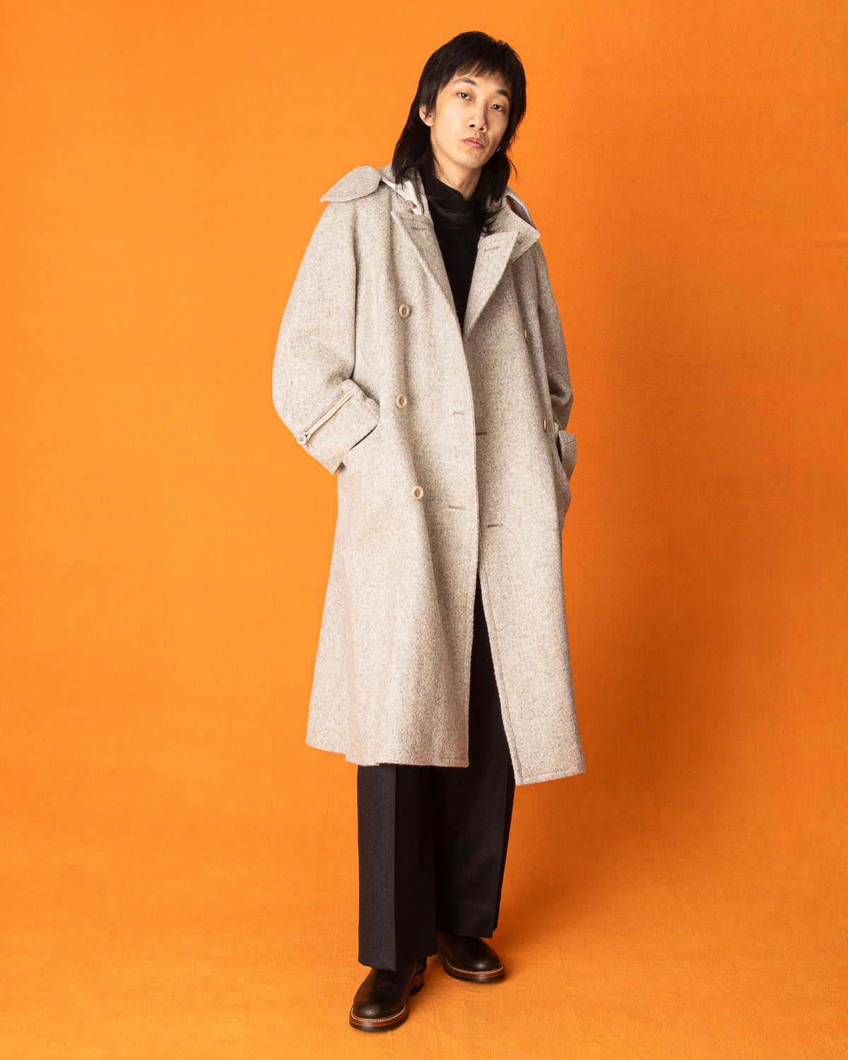 MotivMfg Mandarin Coat - Ecru Undyed Wool - Standard & Strange