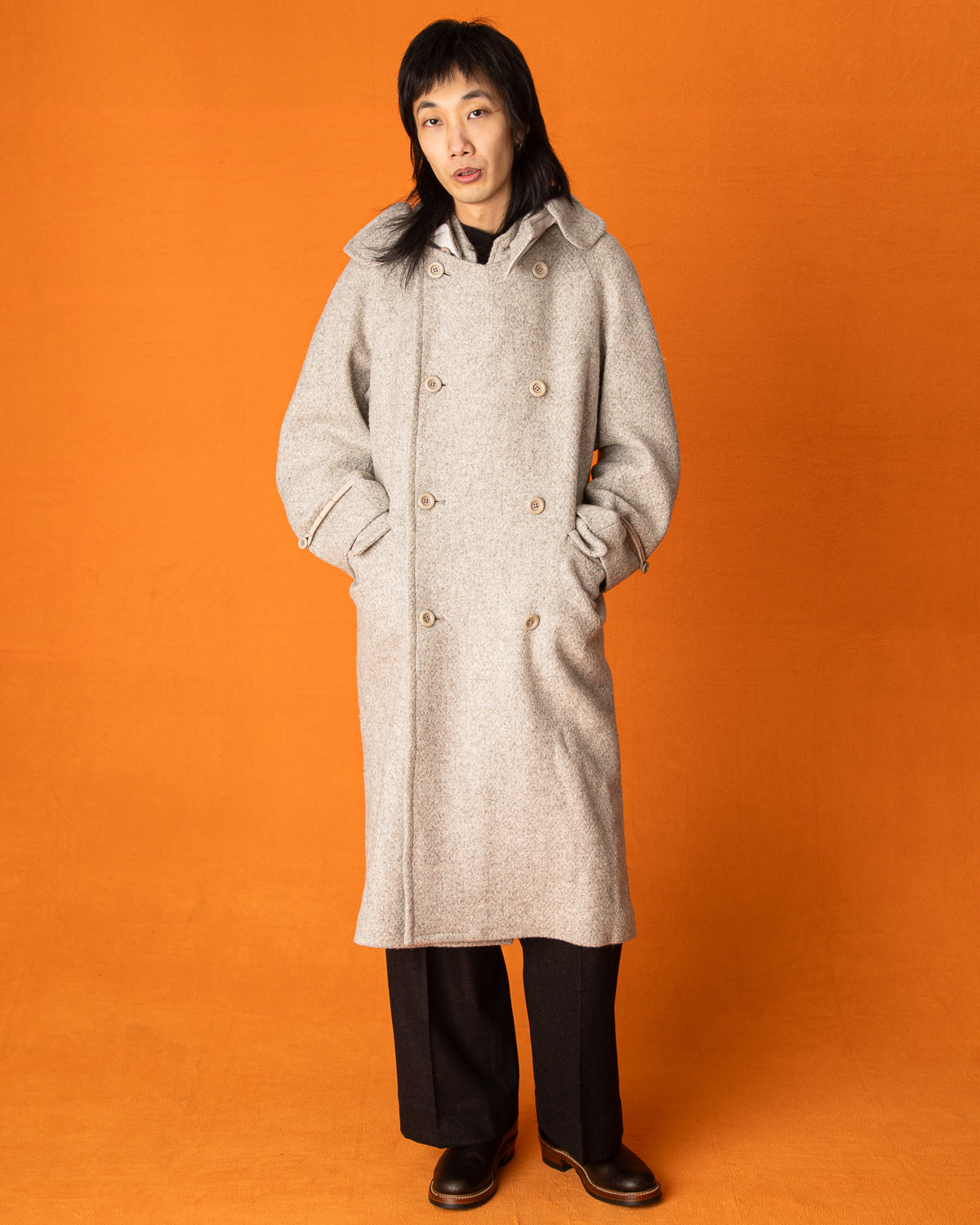 MotivMfg Mandarin Coat - Ecru Undyed Wool - Standard & Strange