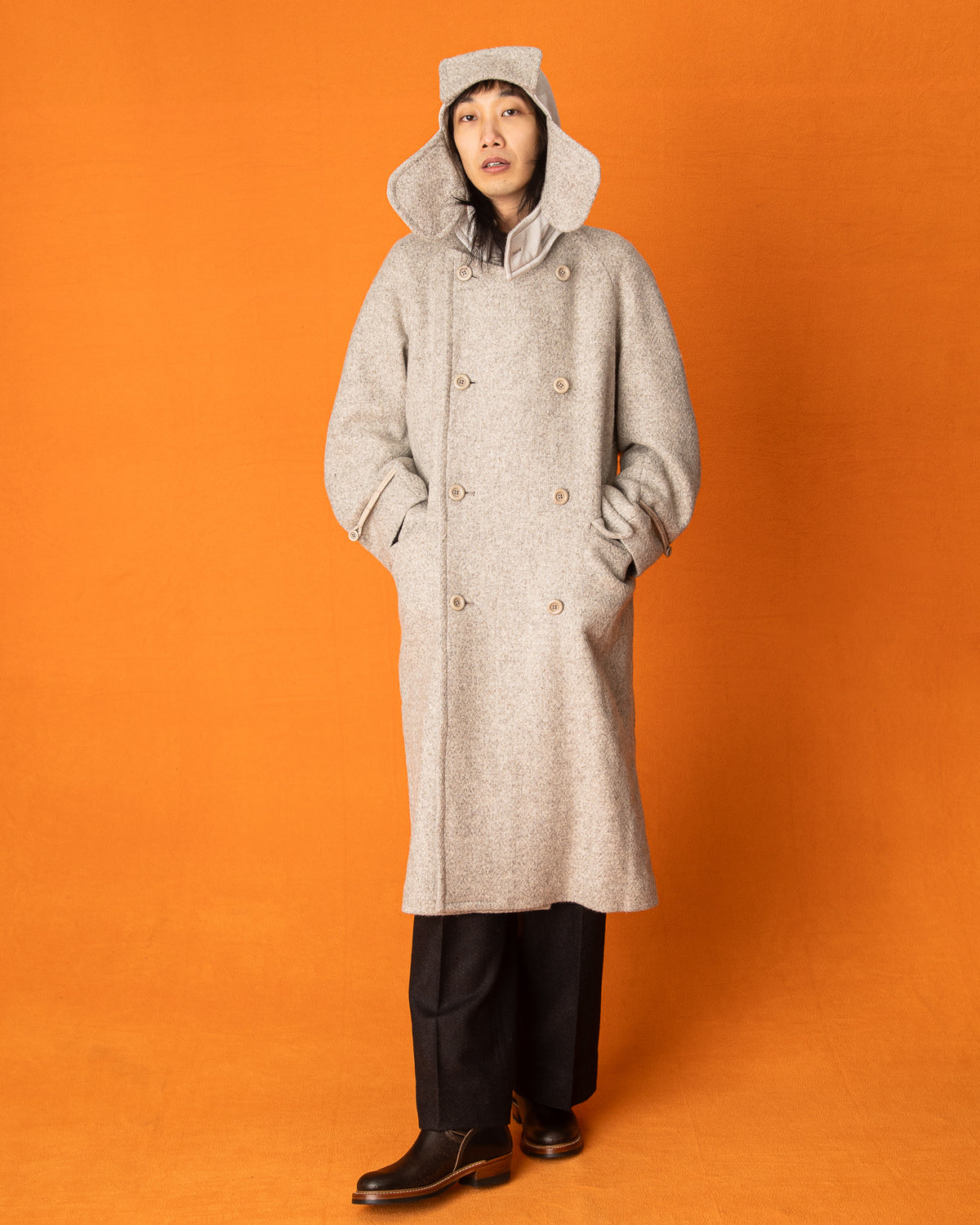 MotivMfg Mandarin Coat - Ecru Undyed Wool - Standard & Strange