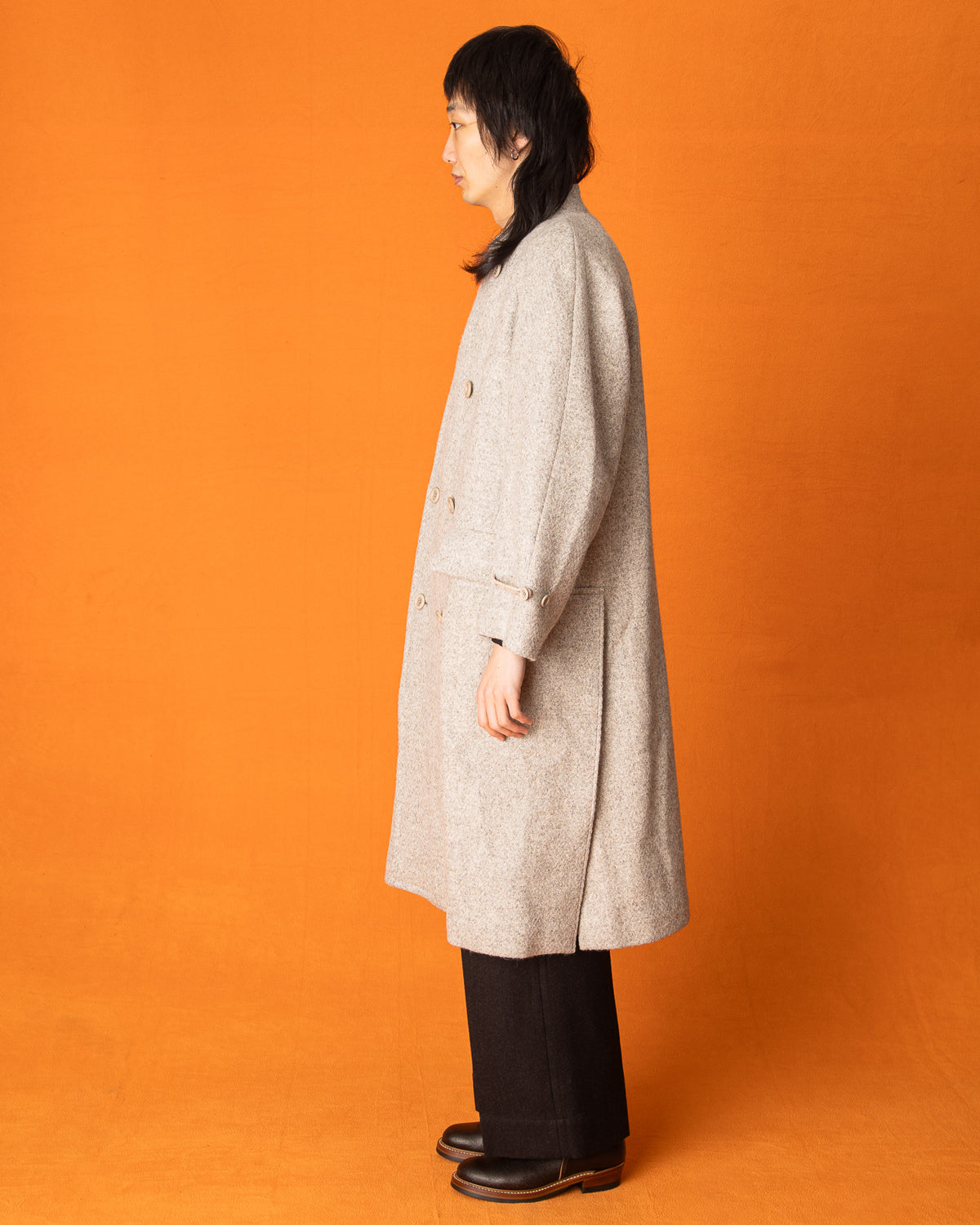 MotivMfg Mandarin Coat - Ecru Undyed Wool - Standard & Strange