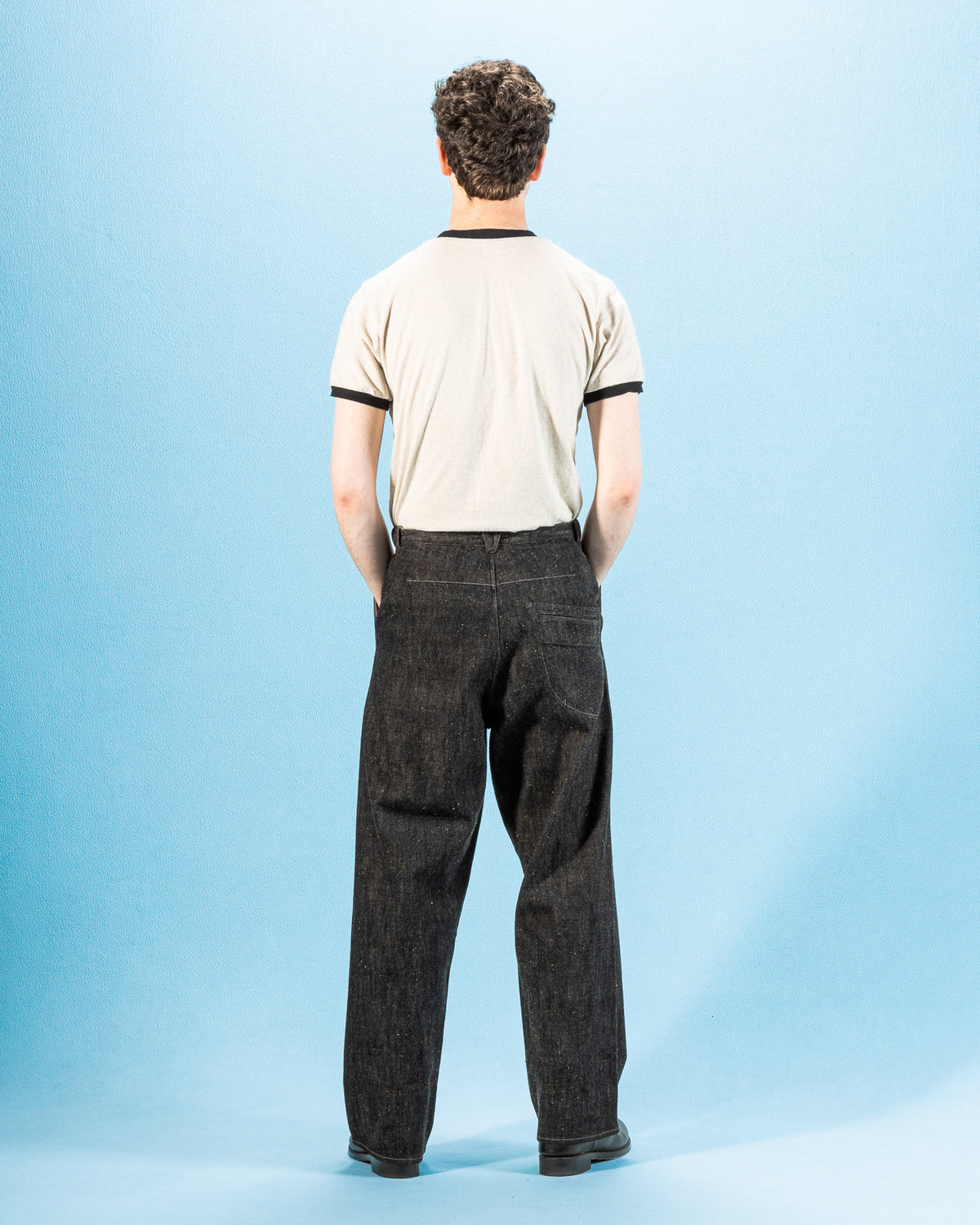 MotivMfg Pleat Denim Trousers - Char Brown Donegal Denim - Standard & Strange