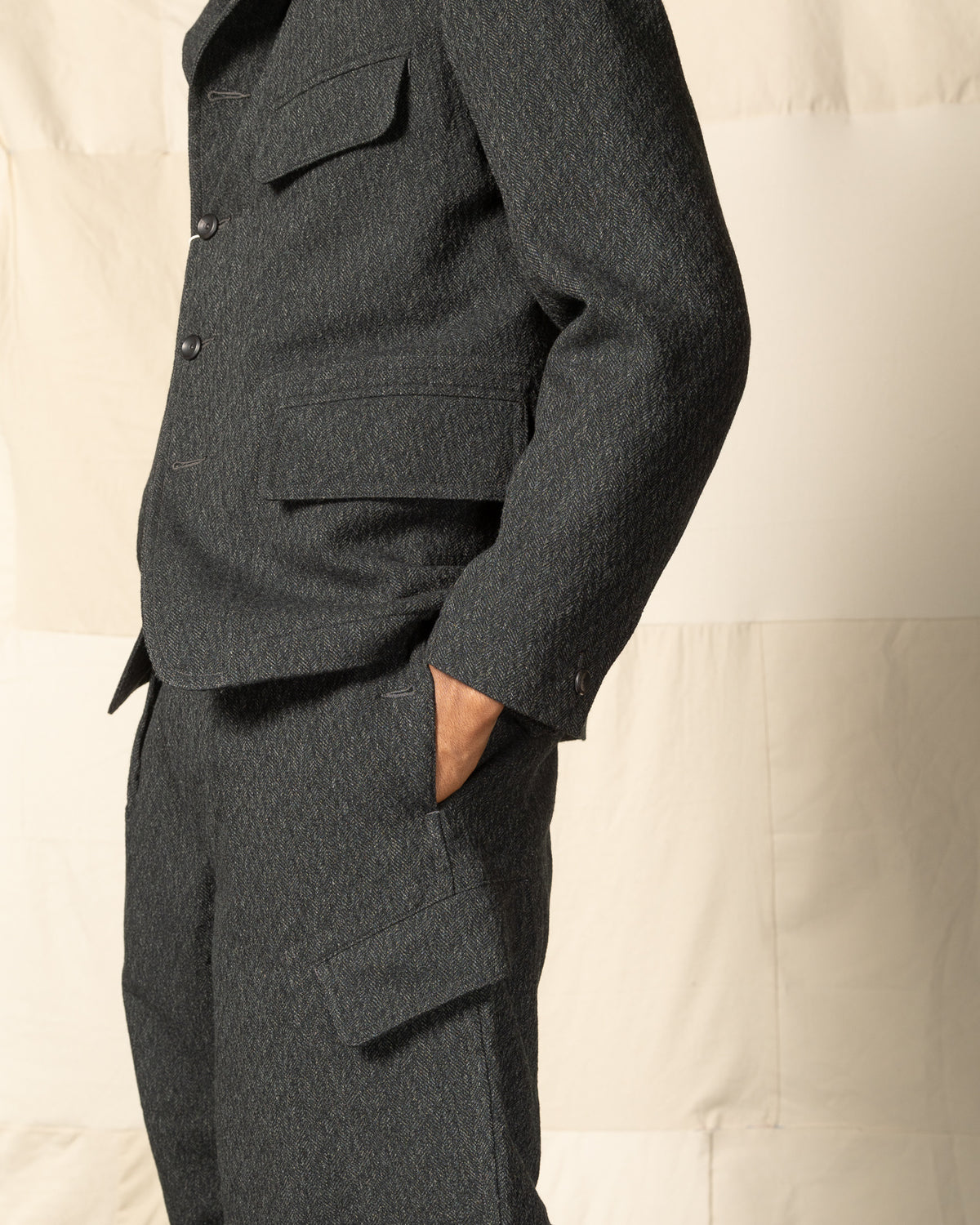 MotivMfg Ski Trousers - Forest Lovat Crepe Twist Sporting Tweed - Standard & Strange