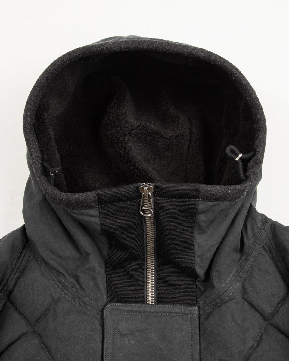 MotivMfg Lander Down Coat - Charcoal Halley Stevenson "Military Finish" Waxed Cotton - Standard & Strange