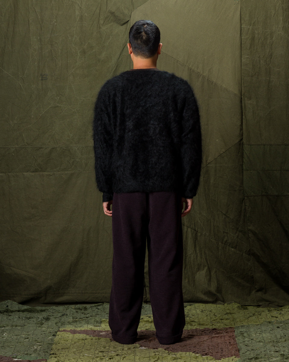 Olde H & Daughter Fur Cashmere V Pullover - Black 10 - Standard & Strange
