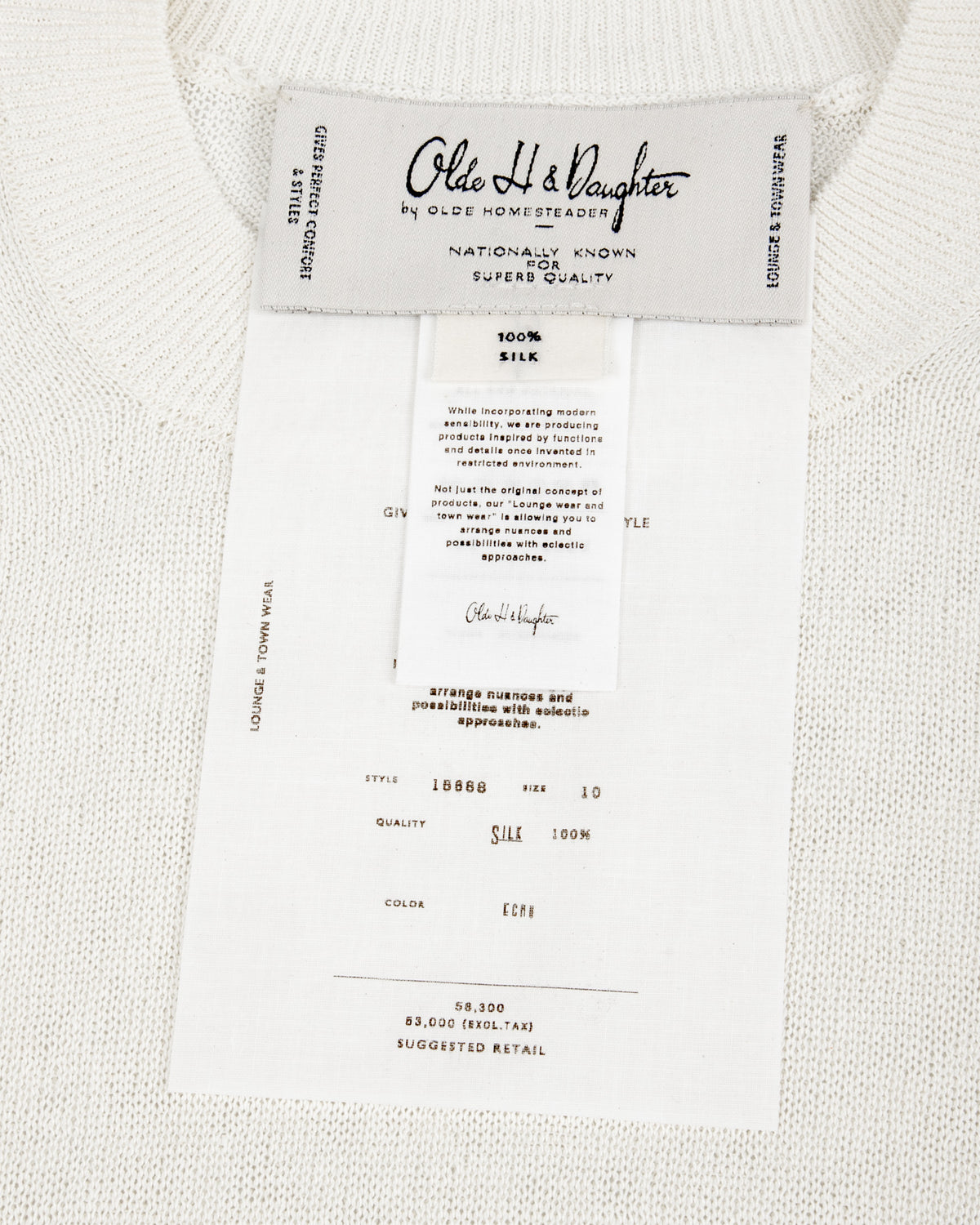 Olde H & Daughter Jyarijyari Silk Crew Pullover - Ecru - Standard & Strange