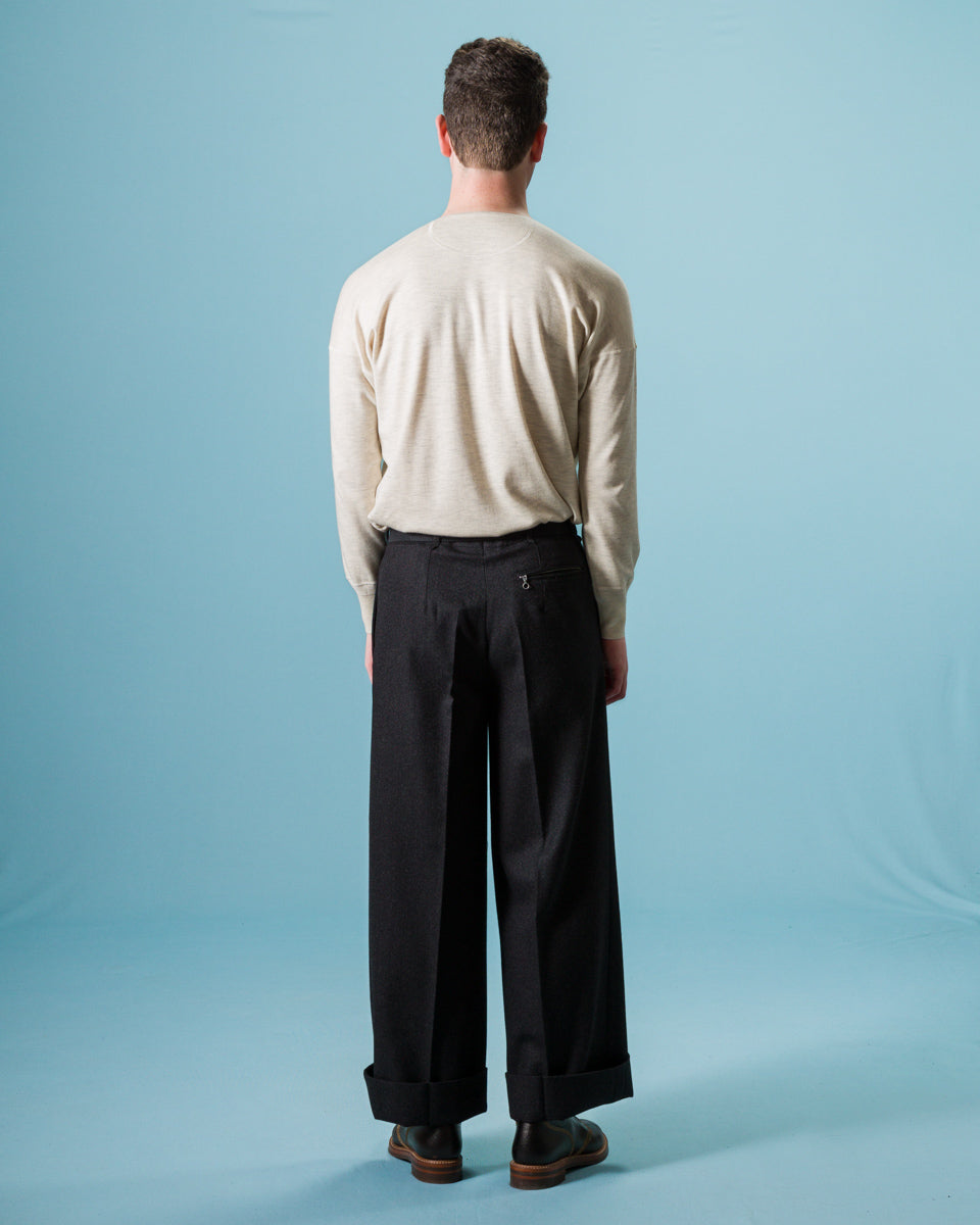Olde Homesteader Cashmere Interlock Crewneck L/S - Ecru Heather - Standard & Strange