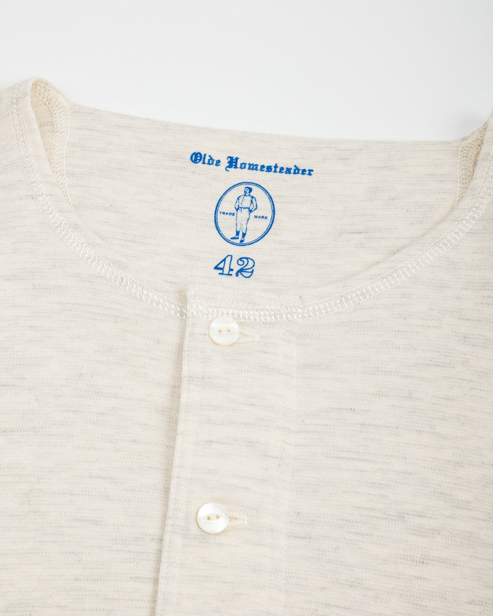 Olde Homesteader Cashmere Interlock Henley Neck L/S - Ecru Heather - Standard & Strange