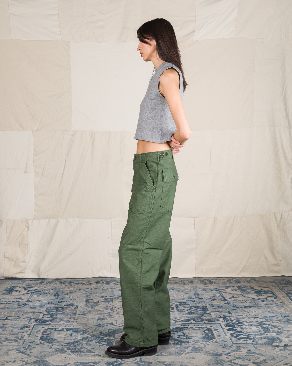 OrSlow Fatigue Pants - Regular Fit - Olive Reverse Sateen - Standard & Strange