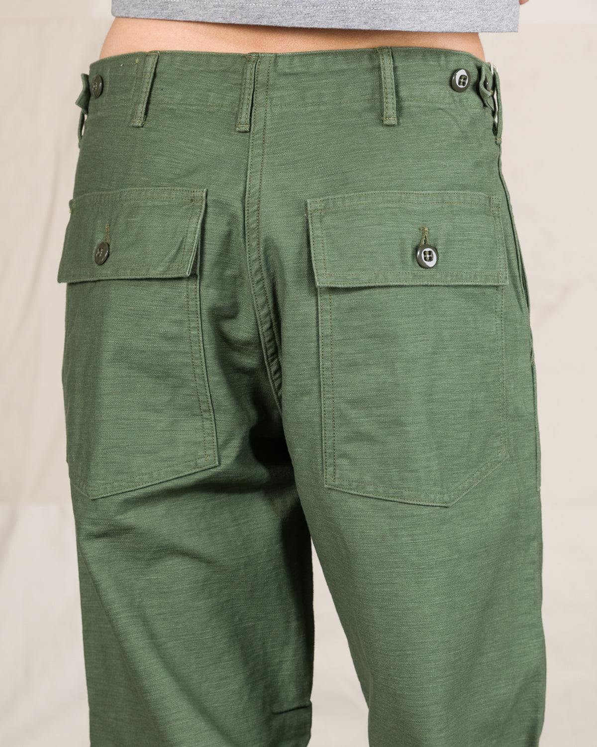 OrSlow Fatigue Pants - Regular Fit - Olive Reverse Sateen - Standard & Strange