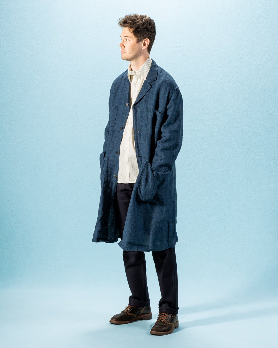 OrSlow Shop Coat (Unisex) - Indigo Check - Standard & Strange