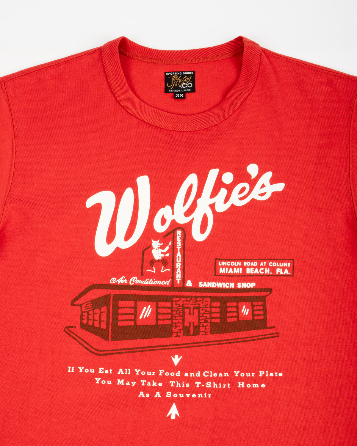 The Real McCoy's Joe McCoy Tee / Where Else But... Wolfie's - Cherry - Standard & Strange
